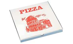 STARPAK Pizzakarton eckig, 300 x 30 0 x 30 mm, weiß/rot (6190005)