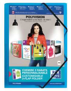 Oxford Eckspannermappe "polyvision" A4, mit 3 Klappen, blau