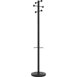Unilux ACCESS Garderobenständer schwarz, 6 Kleiderhaken, Schirmhalter,