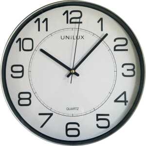 UNILUX Wanduhr Magnet 30,5cm Kunststoff metallgrau/schwarz