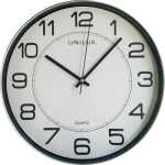 UNILUX Wanduhr Magnet 30,5cm Kunststoff metallgrau/schwarz