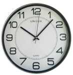 UNILUX Wanduhr Magnet 30,5cm Kunststoff metallgrau/schwarz