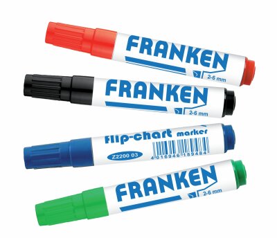 FRANKEN Flipchart Marker, Strichstä rke: 2-6 mm, 4er Etui (70011019)