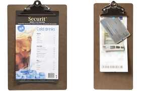 Securit Speisekarten-Klemmbrett, DI N A4, aus Holz, braun (70020169)