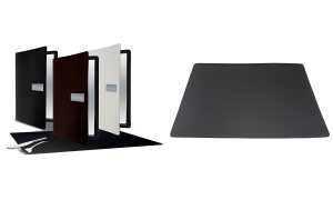 Securit Tischset RAW, aus echtem Le der, schwarz (70020315)