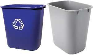 Rubbermaid Papierkorb, 12,9 Liter, rechteckig, PE, grau (71240204)