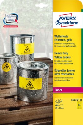 Zweckform wetterfeste Etikett en, 70 x 37 mm, gelb (72013120)