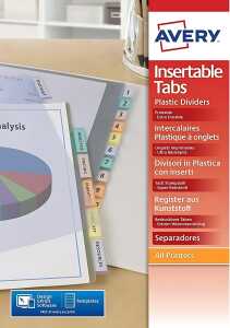 AVERY Intercalaires à onglets, 12 t ouches, PP, transparent (72056145)