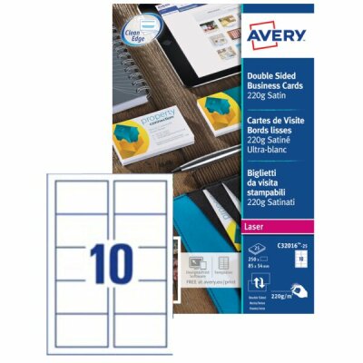 Zweckform AVERY Cartes de visite Quick&Clean, 220 g/m2, blanc satin (72132016)