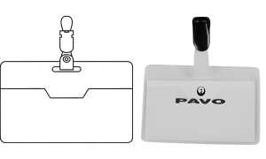 pavo Namensschild, mit Clip, 60 x 9 0 mm, transparent (7300009)