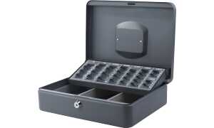 pavo Geldkassette mit Zähleinsatz, dunkelgrau, 1 Tragegriff (7300120)