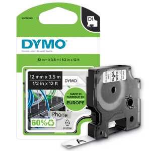 DYMO D1 Schriftbandkassette schwarz /weiß 12 mmx3 5 m (80916957)