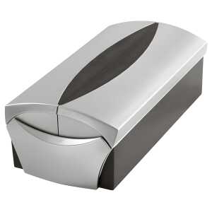 Visitenkartenbox für 500 Visitenkarten, Box+Etui, silber-schwarz