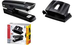 Maped Heftgerät- & Locher-Set Essen tials, schwarz (82898014)