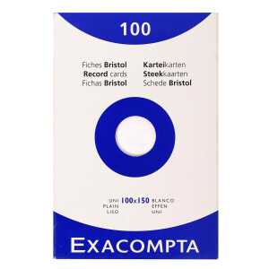 Exacompta EXACOMPTA Karteikarten, 100 x 150 m m, blanko, weiß