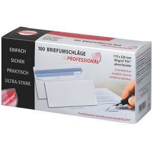 Briefumschlag Revelope 112 x 225 mm o. Fenster weiß, 90 g/qm 100 Stück