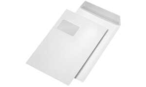 MAILmedia Versandtasche C4 haftkleb end, mit Fenster, weiß (8710904)