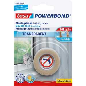 tesa Powerbond Montageband, transpa rent, 19 mm x 1,5 m (8755743)