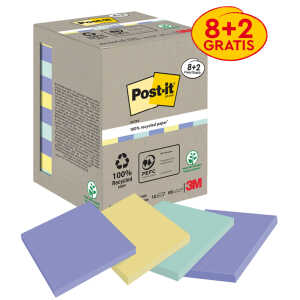 Post-it Haftnotizblock - 76 x 76 mm, sortiert, 10 x 100 Blatt