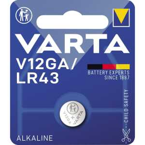 Knopfzelle Alkaline, LR43, V12GA Technologie: Alkaline, 1,5 V, 80mAh