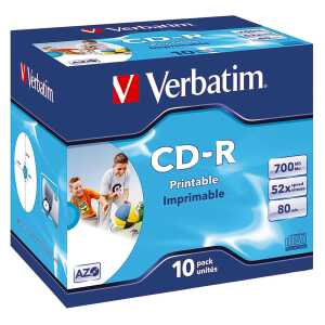 Rohling CD-R 80 Min. 700MB,52-fach Inkjet printable in Jewel Case