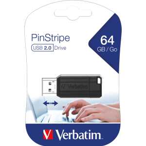 VERBATIM USB Stick 2.0 PinStripe - 64 GB, schwarz