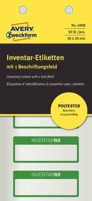 Zweckform Inventar-Etikett Polyester silber, grün, 50x20 mm, 1 Beschriftungsfeld