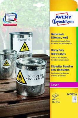 Zweckform Wetterfeste Folien-Etiketten, 70 x 37 mm, weiß