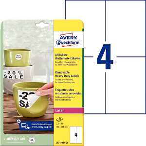 Wetterfeste Folien-Etiketten, 105 x 148mm, weiß, wiederablösbar