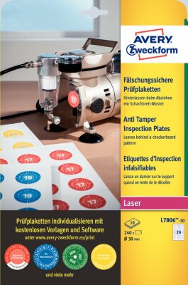 Zweckform Prüfplakette fäschungssicher weiß Ø 30mm