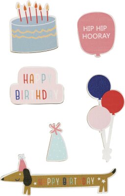 KNORR-PRANDELL Holz-Sticker Happy Birthday 12er