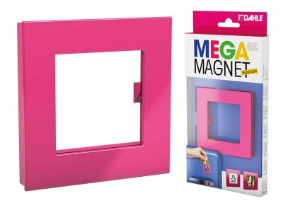 Dahle MEGA Magnet SQUARE XL pink, 75 x 75 mm mit Fotohalterung