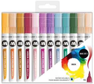 Molotow Marker AQUA COLOR BRUSH 12er Etui, Basic Set 2, sortiert