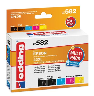 Edding Tintenpatrone EDD-582 ersetzt Epson T33XL Multipack 5