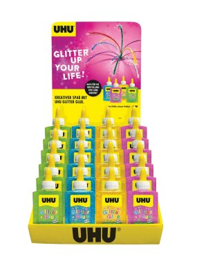 UHU Glitter Glue Flaschen 90g Display 24 Flaschen in Display