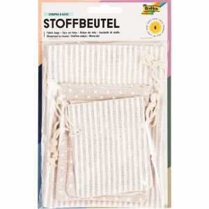 Stoffbeutel 6ST Punkte/Streifen FOLIA 64102 3 Größen sortiert
