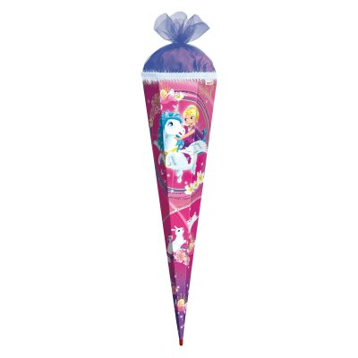 Motiv-Schultüte Kuscheleinhorn 85cm eckig Rot(h)-Spitze