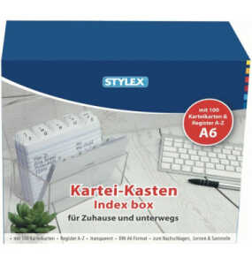 Karteikasten Plastik transp.A6 49972 Reg+100Kar 16x13,5x8,5cm