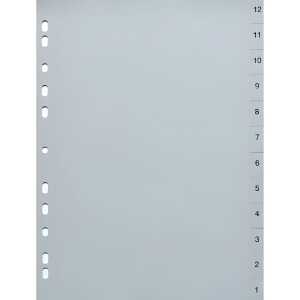 Zahlenregister - 12 - 1, PP, A4, 12 Blatt, grau