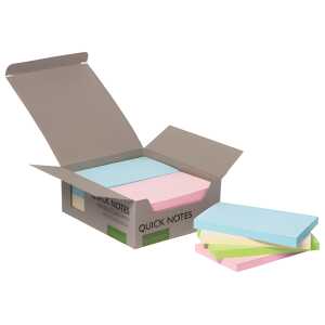 Q-Connect Haftnotizblock Recycling - pastell, 76 x 127 mm, 12 Stück