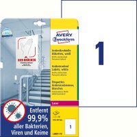 Zweckform L8001-10 Antimikrobielle Etiketten - 210 x 297 mm, permanent, weiß, 10 Stück