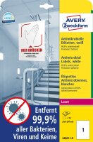 Zweckform L8001-10 Antimikrobielle Etiketten - 210 x 297 mm, permanent, weiß, 10 Stück