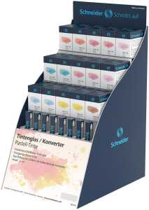 Tintenglas/Konverter, Pastell-Tinte 15er Display, 8xKonverter sortiert