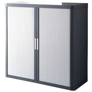 Rollladenschrank easyOffice 1-Meter Schrank 2 Fachböden anthrazit/grau