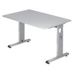 Schreibtisch C-Fuß - 120 x 65-85 x 80 cm, Grau/Silber