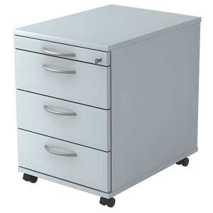 Rollcontainer - 42,8 x 59 x 58 cm, 3 Schübe, Bogengriff, Grau