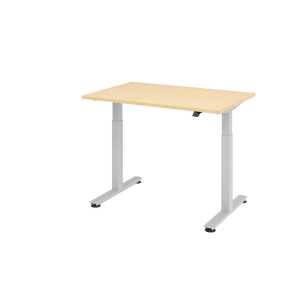 Sitz-Steh-Schreibtisch mit T-Fuß - 120 x 72-119 x 80 cm, Ahorn