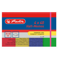 Herlitz Haft-Memos 20x50mm 4x40 Blatt transparent rt gb...