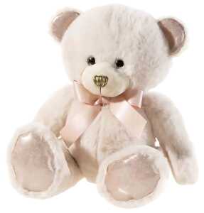 Heunec Bär PEARLIE Taupie mit Rosé-Schleife mittel Größe 23 cm