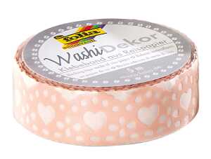 Washi Dekor 15mm x 5m Herzchen rosa, vorgestanzte Spitzenbordüren
